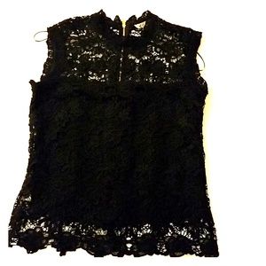 Black Lace Sleeveless Blouse